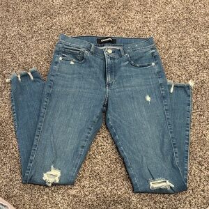 Express Blue Distressed Skinny Jeans